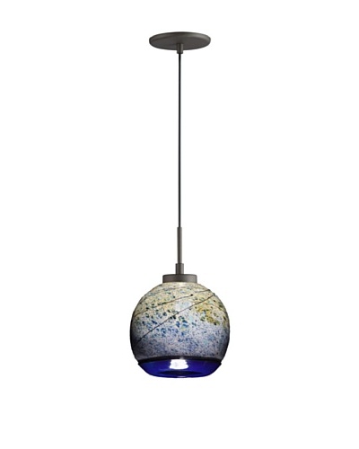 Woodbridge Lighting 1-Light Mini Pendant, Metallic Bronze/Cobalt/Mint