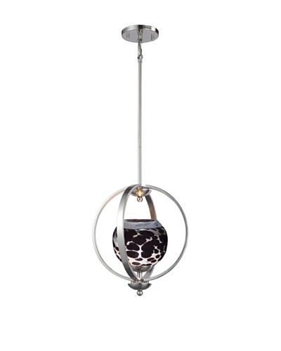 Woodbridge Lighting Geo Single Satin Nickel Mid-Pendant with Multi-Color USA Art Glass