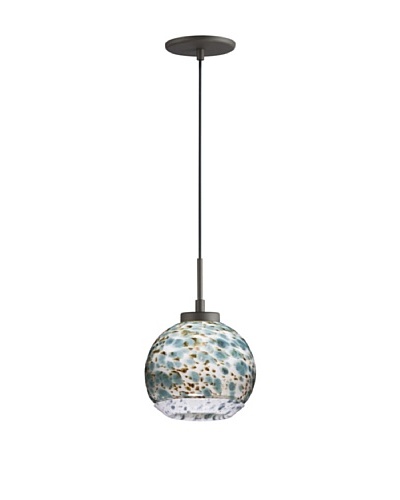 Woodbridge Lighting Single Metallic Bronze Mini-Pendant with Single Tone USA Art Glass