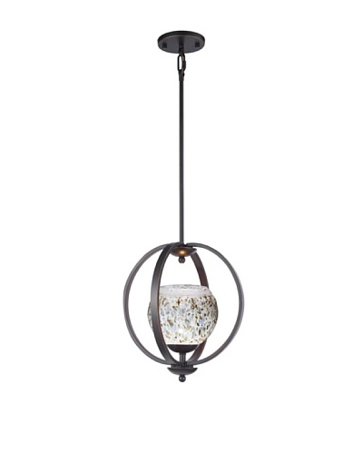 Woodbridge Lighting Geo Single Metallic Bronze Mid-Pendant with Single Tone USA Art Glass