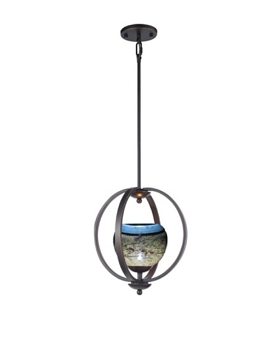 Woodbridge Lighting Geo Single Metallic Bronze Mid-Pendant with Sedona USA Art Glass