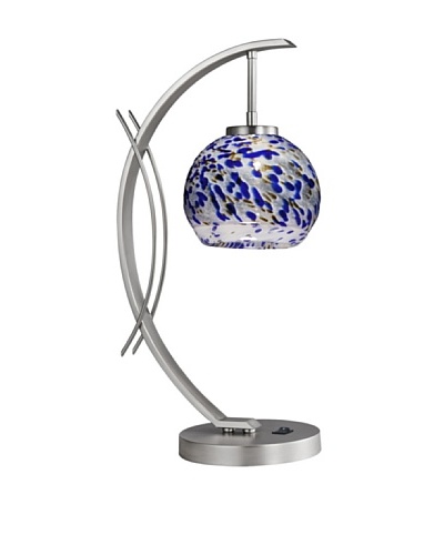 Woodbridge Lighting Eclipse Table Lamp, Satin Nickel/Cobalt