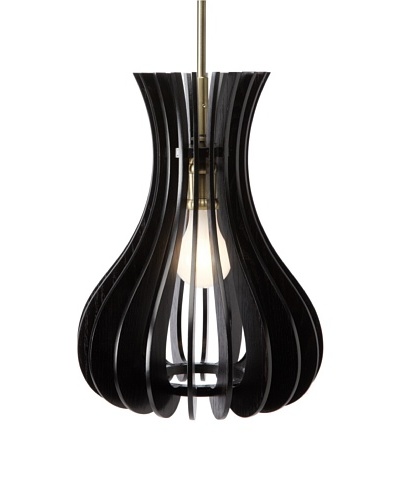 Woodbridge Lighting Canopy Wood Slat Genie Mid-Pendant, Classic Brass