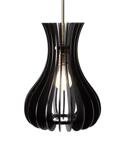 Woodbridge Lighting Canopy Wood Slat Genie Mid-Pendant, Classic Brass