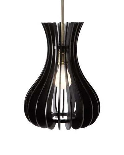 Woodbridge Lighting Genie 1-Light Mid-Pendant, Classic Brass/Wenge, 10″ dia.As You See