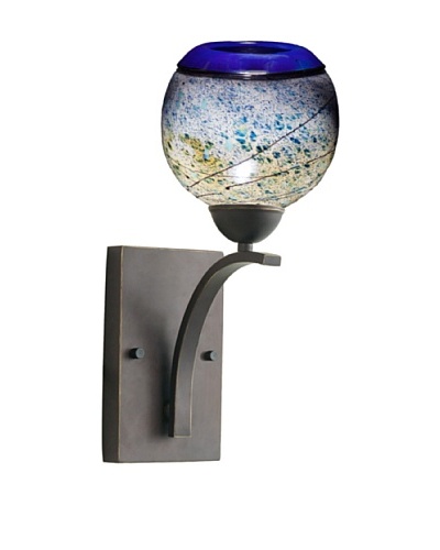 Woodbridge Lighting North Bay Metallic Bronze Wall Light with Sedona USA Art Glass