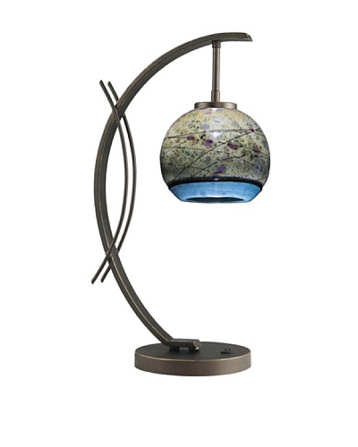 Woodbridge Lighting Eclipse Metallic Bronze Table Lamp with Sedona USA Art Glass