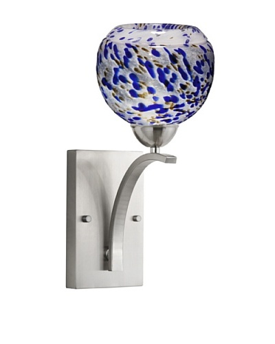 Woodbridge Lighting North Bay 1-Light Wall Sconce, Satin Nickel/Cobalt