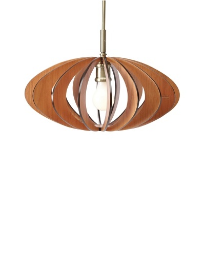 Woodbridge Lighting Canopy Wood Slat AquaTech Mid-Pendant, Classic Brass