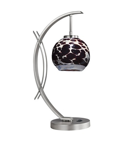 Woodbridge Lighting Eclipse Satin Nickel Table Lamp with Multi-Color USA Art Glass