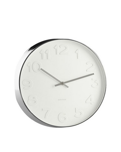 World Friendly World White On White Modern Wall Clock