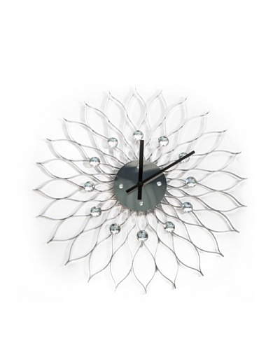 World Friendly World Sunflower Retro Nelson Wall Clock, Silver