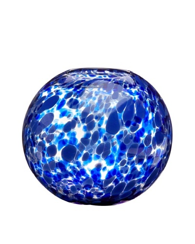 Worldly Goods Fishbowl Mouth Blown Glass Vase, Cobalt Speckled