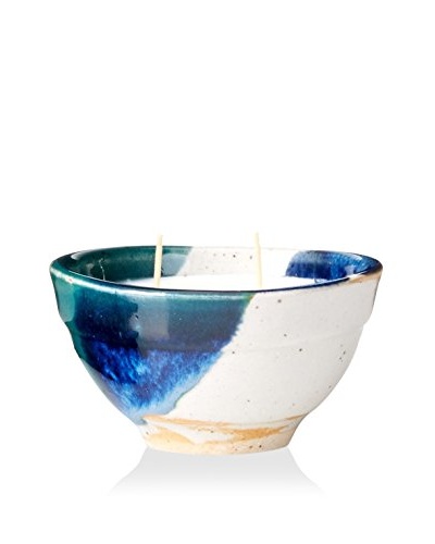 Yumscents 7-Oz. Soy Candle In Hand-Crafted Stoneware Pottery Bowl, Blue/Green/Gray