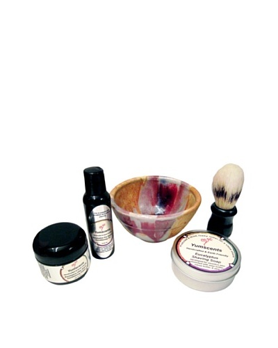 Yumscents Shaving Kit with Handcrafted Pottery Bowl, Eucalyptus