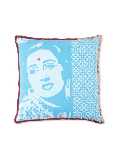 Zalva Bollywood Pillow, Teal, 18 x 18