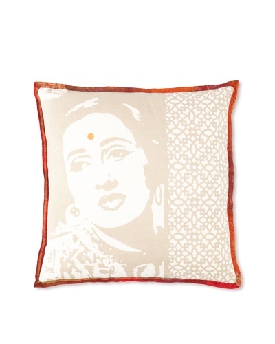 Zalva Bollywood Pillow, Taupe, 18″ x 18