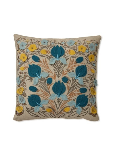 Zalva Dora Decorative Pillow, Teal/Cream/Yellow, 20″ x 20″