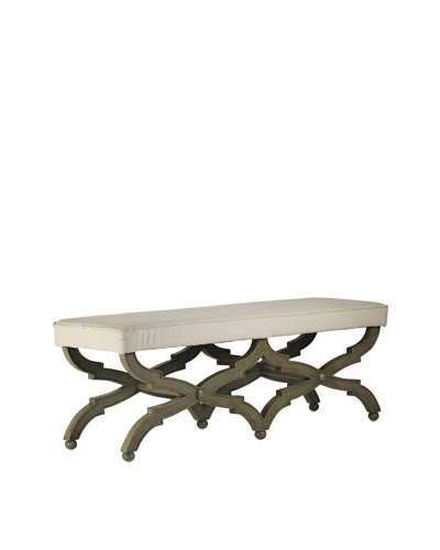 Zentique Crescenzo Bench, Off-White/Olive Green