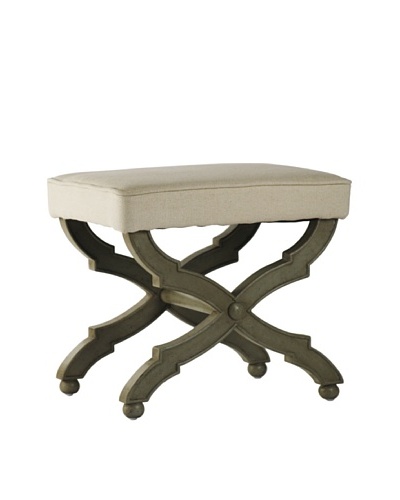 Zentique Crescenzo Single Bench, Off-White/ Olive Green