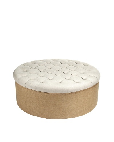 Zentique Tufted Round Ottoman, Natural