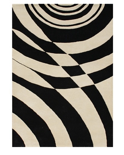Znz Rugs Gallery Handmade Tufted New Zealand Blend Wool Rug, Black/Camel, 8′ x 10′