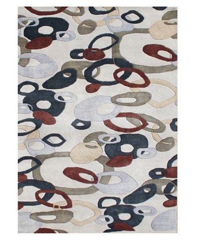 Znz Rugs Gallery Handmade Tufted New Zealand Blend Wool Rug, Oatmeal/Caviar/Rosewood/Sand, 5' x 8'