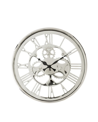 Regatta Wall Clock with Gears, Polished Nickel