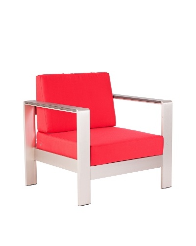 Zuo Outdoor Cosmopolitan Armchair with Cushions, Red