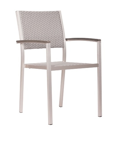 Zuo Outdoor Metropolitan Armchair, Brushed Aluminum