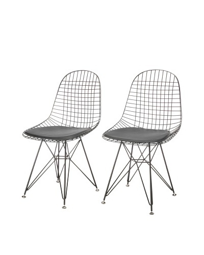 Zuo Set of 2 Mesh on Frame Dining Chairs, Black